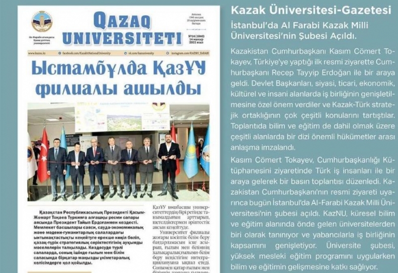 İstanbul’da Al Farabi Kazak Milli Üniversitesi’nin Şubesi Açıldı – 14.05.2022 Kazak Üniversitesi Gazetesi